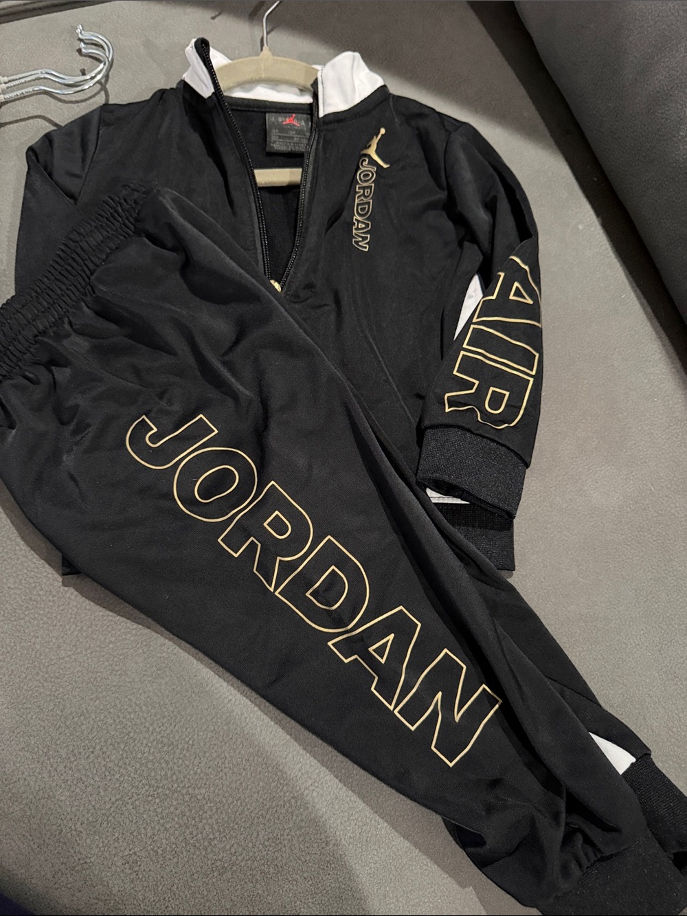Jordan Black Tracksuit with Gold Logo Accents